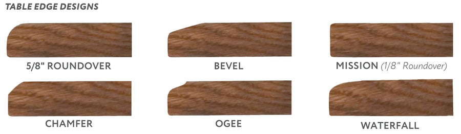 Table edge profile options