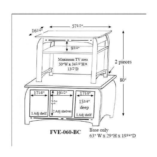 Amish USA Made Handcrafted Boulder Creek 2-Piece Media Cabinet sold by Online Amish Furniture LLC
