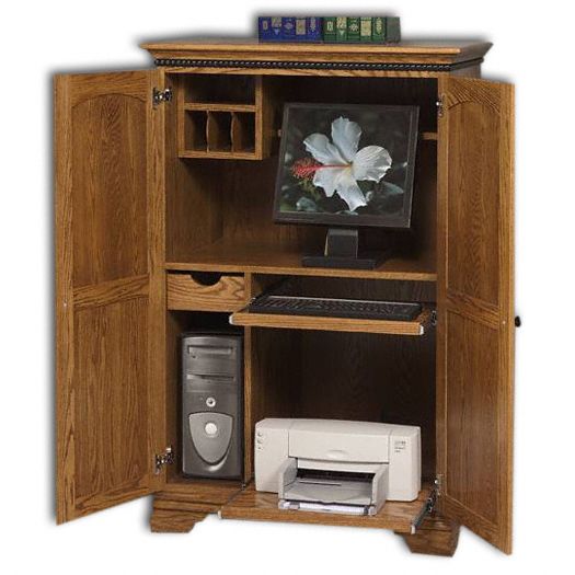 Amish Made Handcrafted Petite Computer Armoire sold by Online Amish Furniture LLC