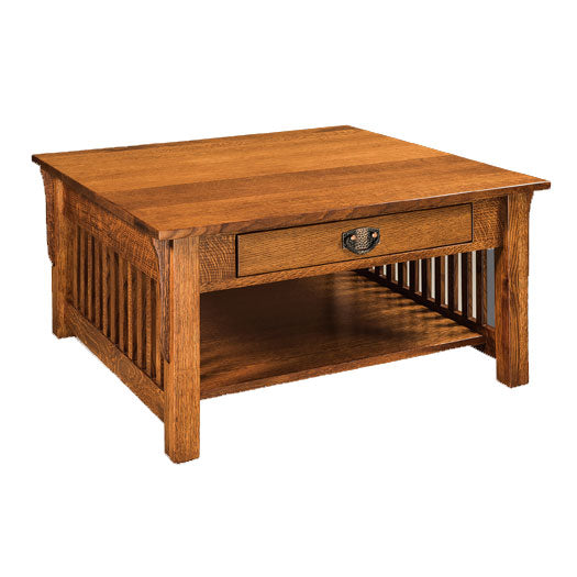 Mission Bow Arm Square Coffee Table with solid top