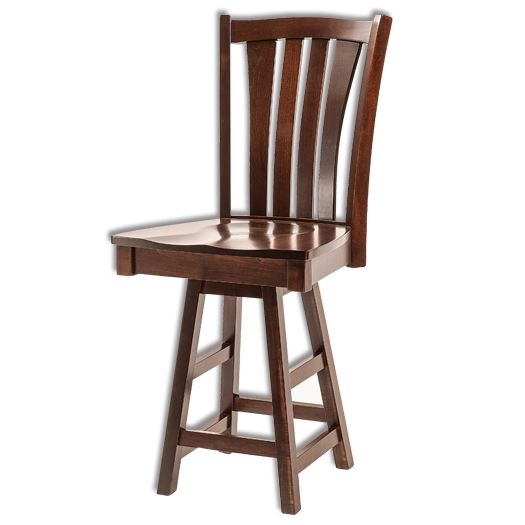 Harris Bar Stool with wood seat, swivel base, and Amish handcrafted design.