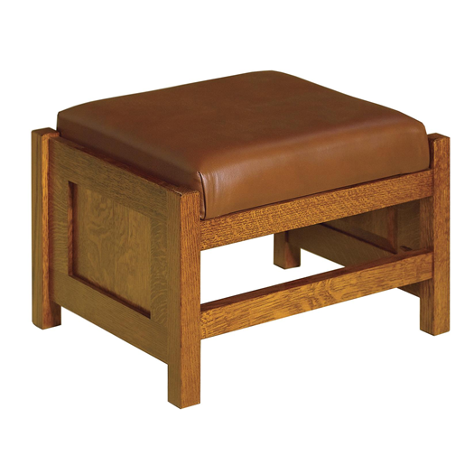 Cubic Panel Footstool with cushioned top and wood base.