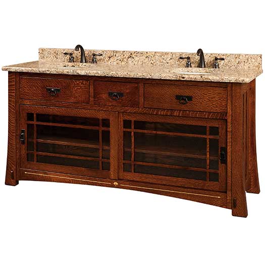 Amish USA Made Handcrafted Morgan 72 Vanity - With Inlays sold by Online Amish Furniture LLC