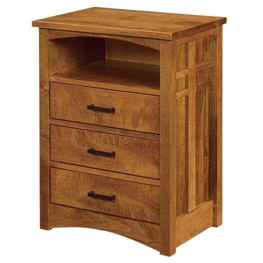 Amish USA Made Handcrafted Kascade 3 drawer with Opening Nightstand sold by Online Amish Furniture LLC