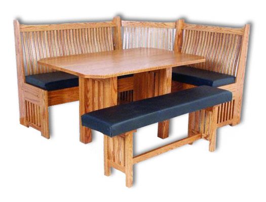 Amish USA Made Handcrafted Mission 5-Piece Corner Nook sold by Online Amish Furniture LLC