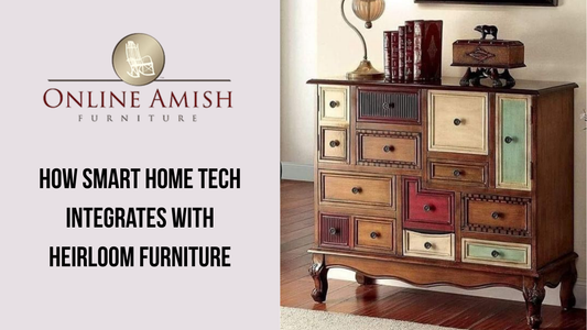 Smart home technology integrated with traditional Amish heirloom furniture featuring charging ports