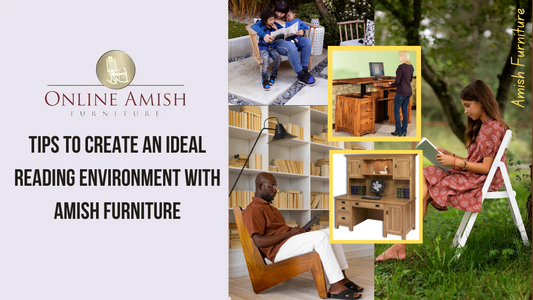 Cozy reading environment featuring comfortable Amish furniture and proper lighting