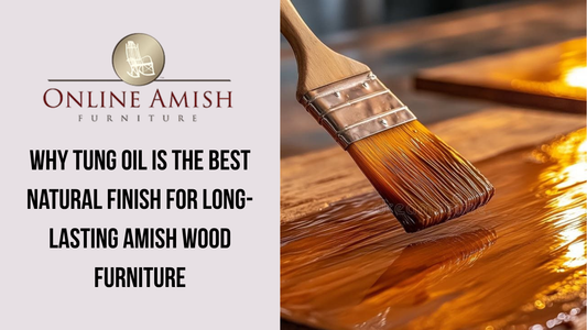 Pure tung oil being applied to natural Amish wood furniture for long-lasting protection