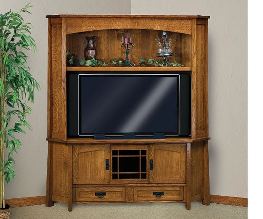 Modesto 2 Piece Corner Media Console with Hutch