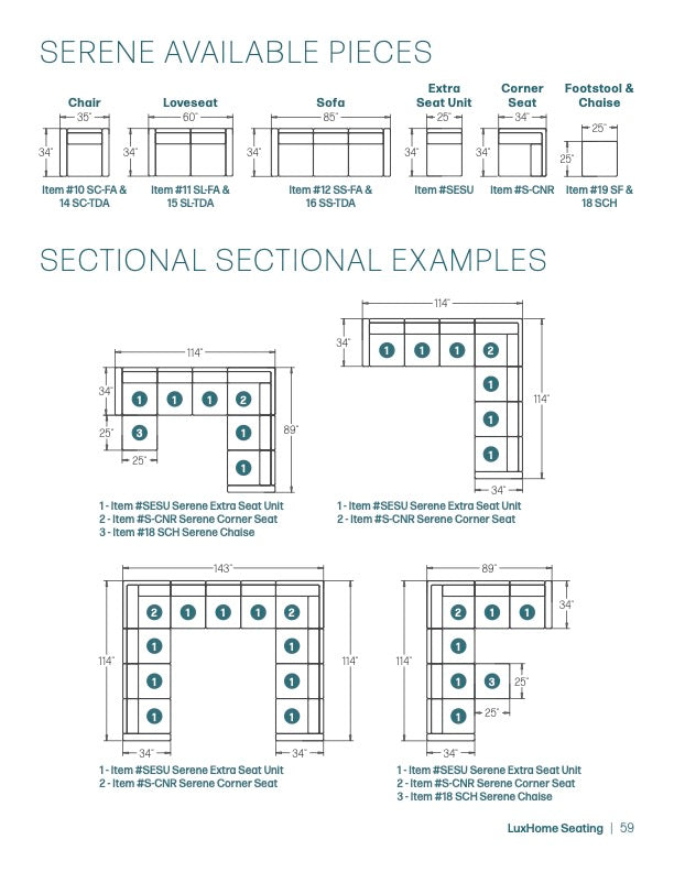 Serene 5-Seat Sectional Flat Arm
