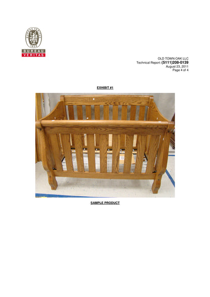 Old Town Oak Hoosier Sleigh third-party test certificate page 4