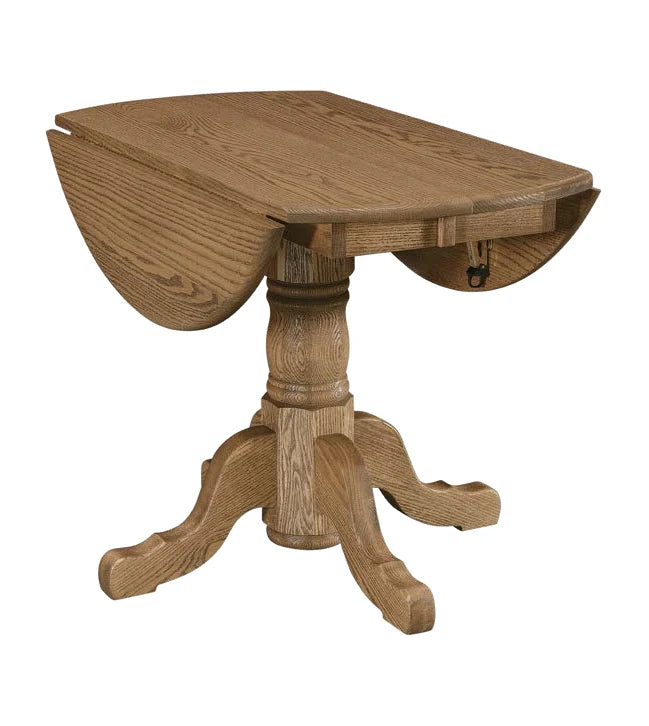 Homestead single pedestal drop leaf table