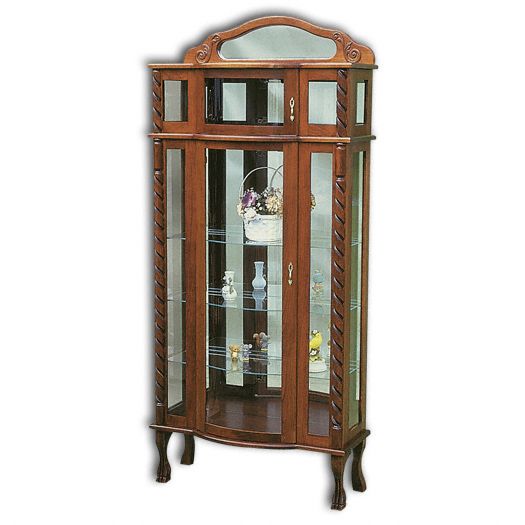 Amish USA Made Handcrafted Tri-Front Bonnet Top Curio sold by Online Amish Furniture LLC