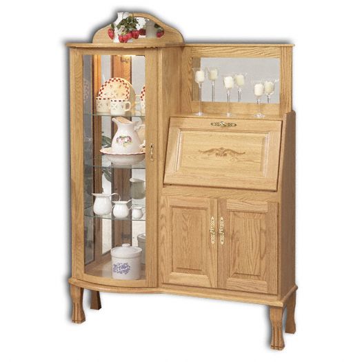 Amish USA Made Handcrafted Rectangular Curio with Secretary Desk sold by Online Amish Furniture LLC