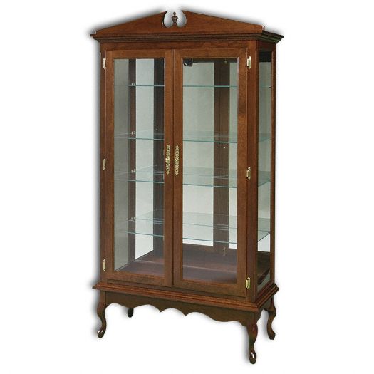 Amish USA Made Handcrafted Queen Ann Double Door Curio sold by Online Amish Furniture LLC