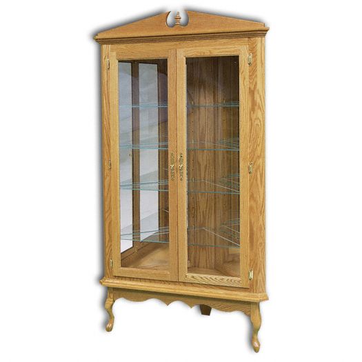 Amish USA Made Handcrafted Queen Anne Corner Curio sold by Online Amish Furniture LLC