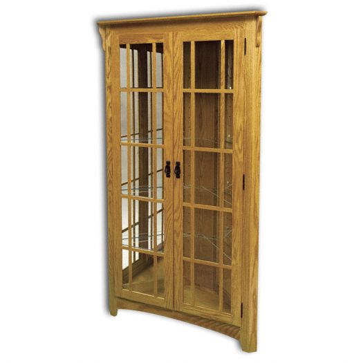 Amish USA Made Handcrafted Corner Mission Curio sold by Online Amish Furniture LLC