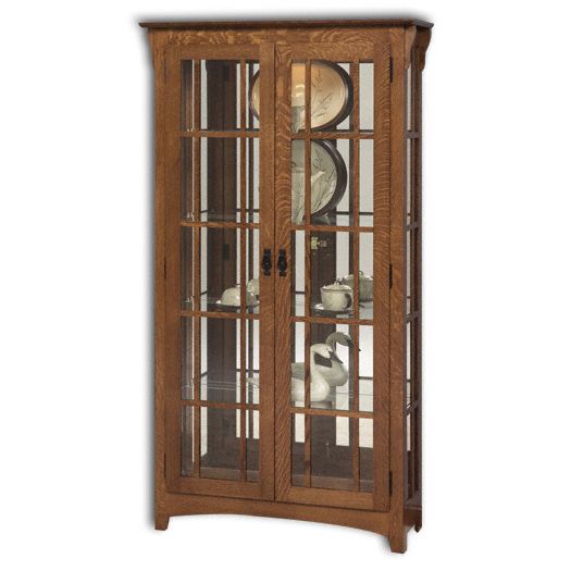 Amish USA Made Handcrafted Mission Double Door Curio W-Mullions sold by Online Amish Furniture LLC