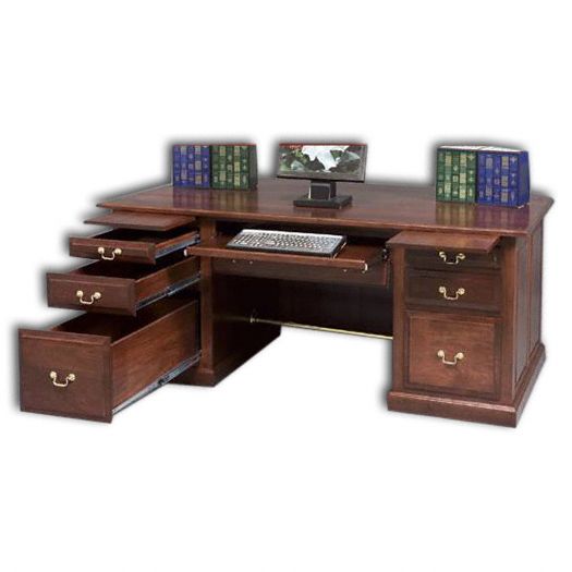 Amish USA Made Handcrafted Executive Desk w- Raised Panel Back & Rail sold by Online Amish Furniture LLC