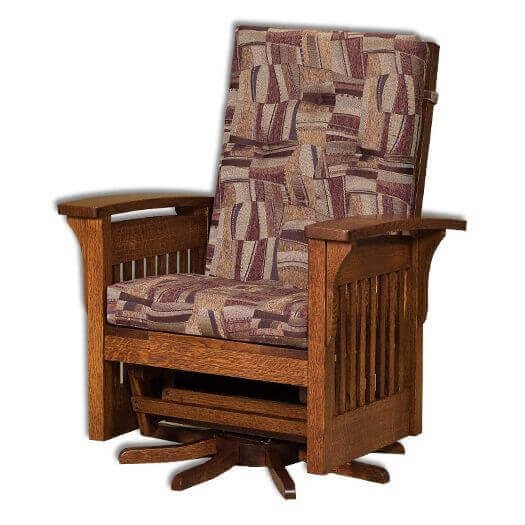 Amish USA Made Handcrafted Bow Arm Slat Swivel Glider sold by Online Amish Furniture LLC