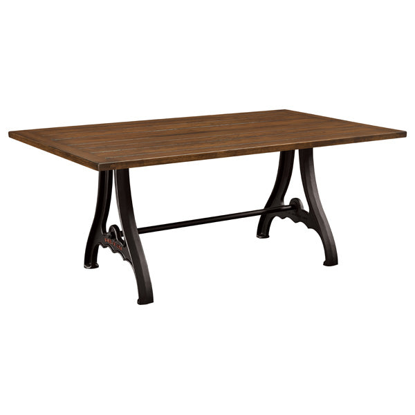 Amish USA Made Handcrafted Iron Forge Trestle Table sold by Online Amish Furniture LLC