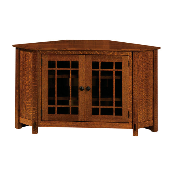 Amish USA Made Handcrafted McCoy Corner TV Cabinet sold by Online Amish Furniture LLC
