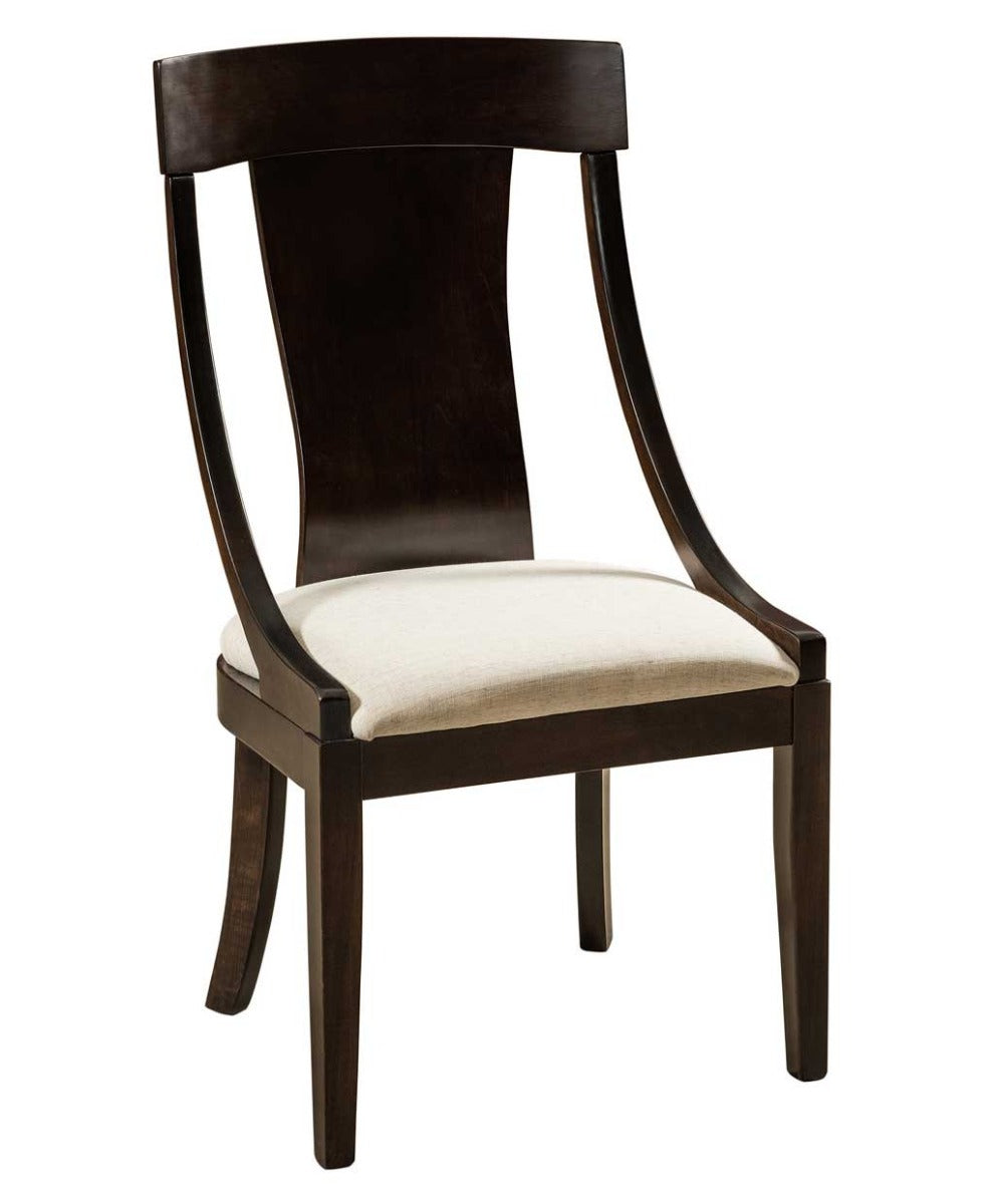 Silverton Chair with cushioned seat, curved backrest, and solid wood.