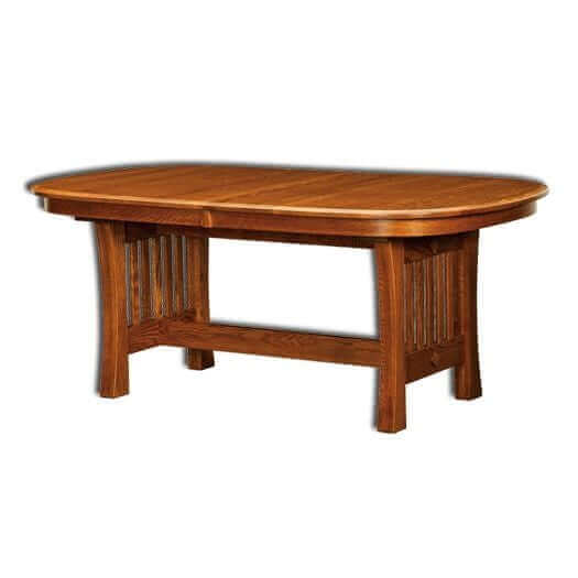 Amish USA Made Handcrafted Arts and Crafts Trestle Table sold by Online Amish Furniture LLC
