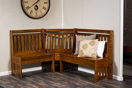 Amish USA Made Handcrafted Bay Hill Slat Nook Set sold by Online Amish Furniture LLC