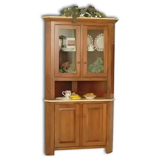 Amish USA Made Handcrafted Brookline Corner Hutch sold by Online Amish Furniture LLC