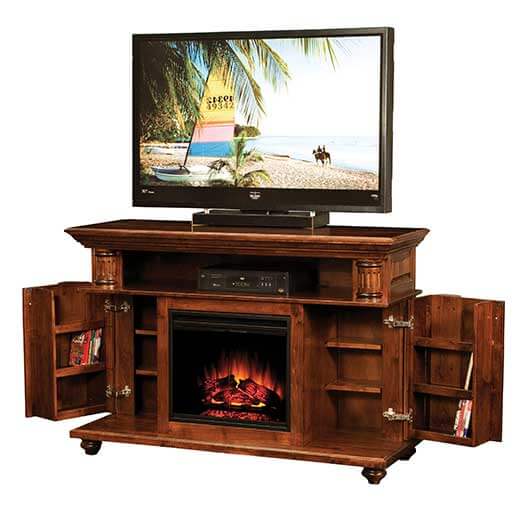 Amish USA Made Handcrafted Bryant Fireplace Entertainment Center sold by Online Amish Furniture LLC