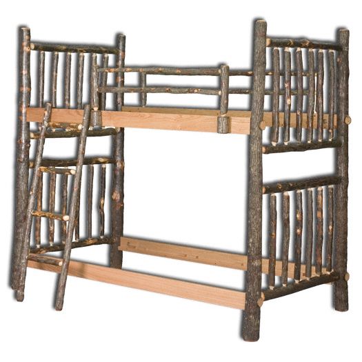 Amish USA Made Handcrafted Rustic Hickory Twin Bunk Bed sold by Online Amish Furniture LLC