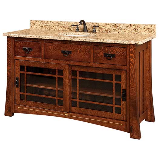 Amish USA Made Handcrafted Morgan 60 Vanity - With Inlays sold by Online Amish Furniture LLC