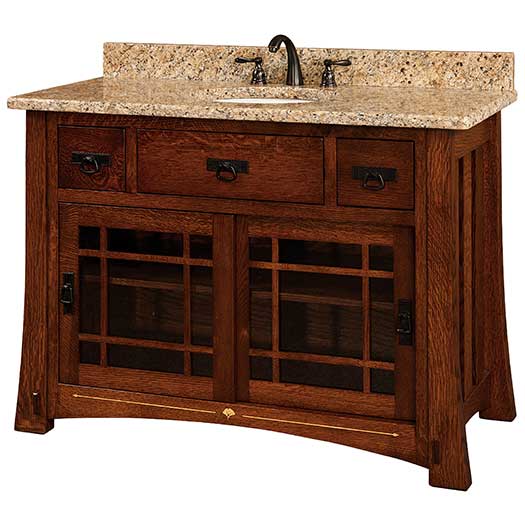 Amish USA Made Handcrafted Morgan 49 Vanity With Inlays sold by Online Amish Furniture LLC