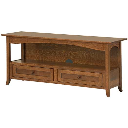 Amish USA Made Handcrafted Shaker Hill Open 60" T.V. Cabinet with Drawers sold by Online Amish Furniture LLC
