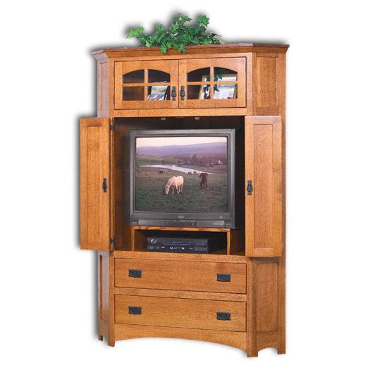 Amish USA Made Handcrafted Mission Corner Entertainment Center sold by Online Amish Furniture LLC