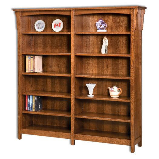 Amish USA Made Handcrafted Bridger Mission Open Double Bookcase sold by Online Amish Furniture LLC