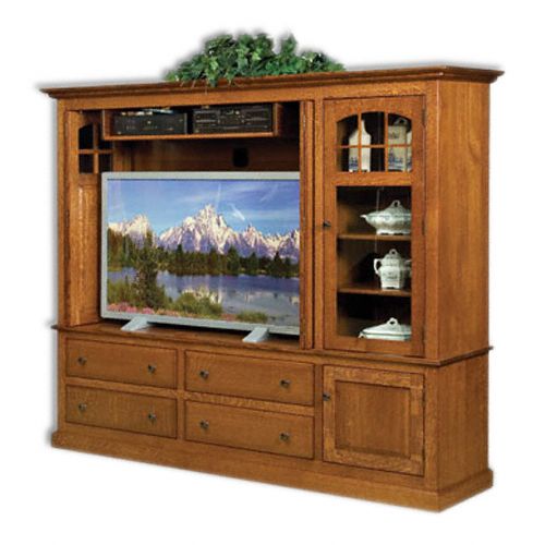 Amish USA Made Handcrafted Contemporary Mission Media Cabinet With Stereo Cabinet sold by Online Amish Furniture LLC