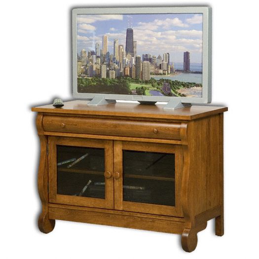 Amish USA Made Handcrafted Old Classic Sleigh 2-Door 1-Drawer Media Stand sold by Online Amish Furniture LLC