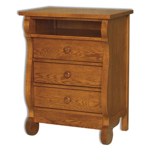 Amish USA Made Handcrafted Old Classic Sleigh 3 Drawer Nightstand w-Opening sold by Online Amish Furniture LLC