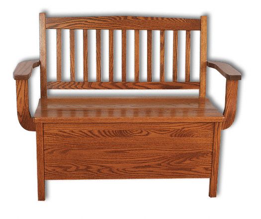 Amish USA Made Handcrafted Low Back Mission Storage Bench sold by Online Amish Furniture LLC