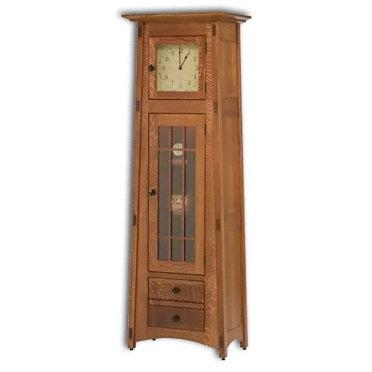 Amish USA Made Handcrafted Mccoy 1 Door-1 Drawer Storage Cabinet Clock sold by Online Amish Furniture LLC