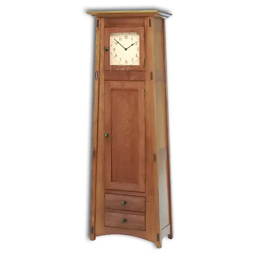 Amish USA Made Handcrafted Mccoy 1 Door-1 Drawer Storage Cabinet Clock sold by Online Amish Furniture LLC