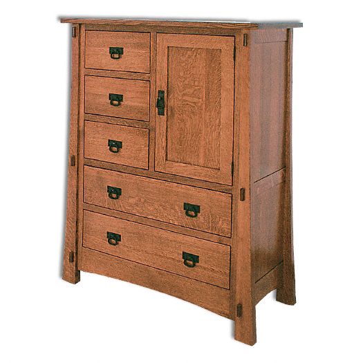Amish USA Made Handcrafted Modesto 1 Door 5 Drawer Chest sold by Online Amish Furniture LLC