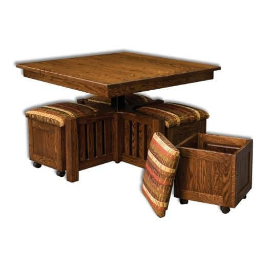 Amish USA Made Handcrafted 5 Pc. Square Table-Bench Set sold by Online Amish Furniture LLC