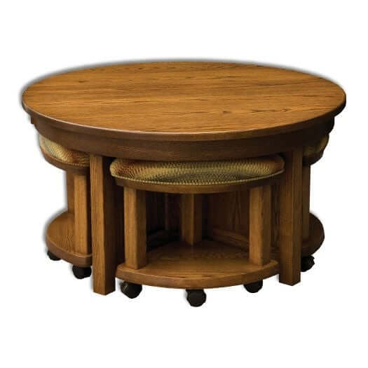 Amish USA Made Handcrafted 5 Pc. Round Table-Bench Set sold by Online Amish Furniture LLC