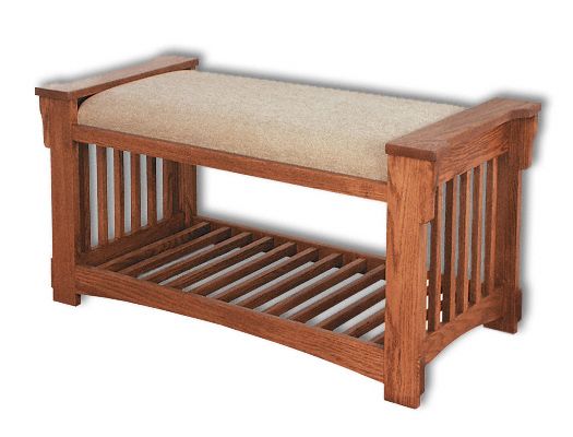 Amish USA Made Handcrafted Mission Slat Bench sold by Online Amish Furniture LLC