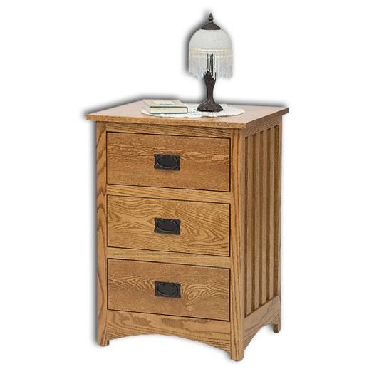 Amish USA Made Handcrafted Mission 3 Drawer Deep Nightstand sold by Online Amish Furniture LLC