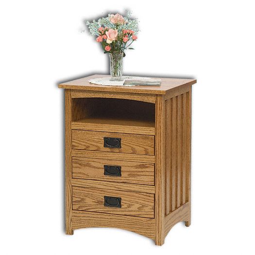 Amish USA Made Handcrafted Mission 3 Drawer Open Nightstand sold by Online Amish Furniture LLC