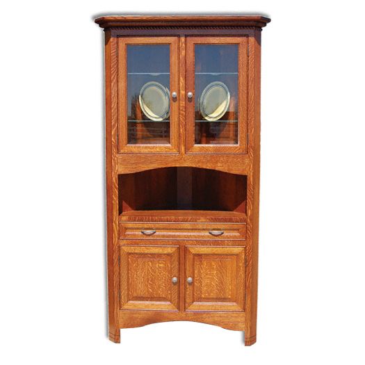 Amish USA Made Handcrafted West Lake Corner Hutch sold by Online Amish Furniture LLC